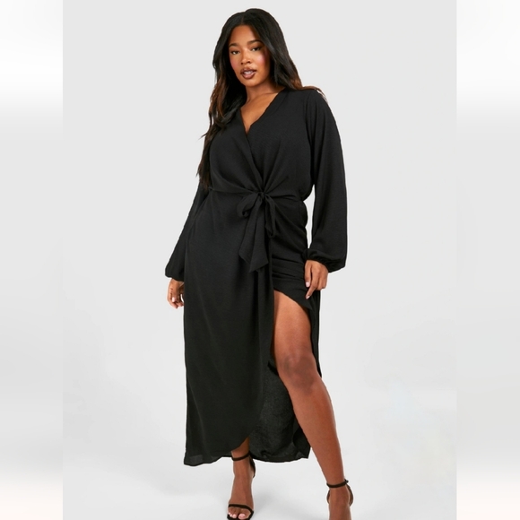 Boohoo Plus Dresses & Skirts - Boohoo Plus Textured Tie Detail Maxi Dress